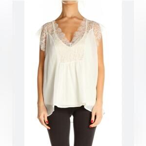 NEW with tags Lovestitch Ivory Kaylee Lace and Satin Blouse, NWT, Size Small